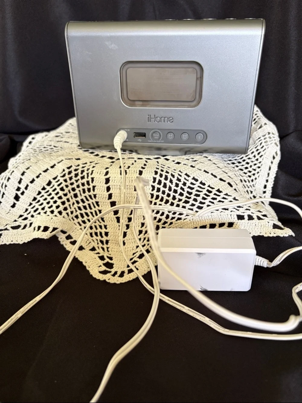 iHome Silver and Gray Fabric Bluetooth Speaker Dock